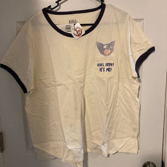 Studio Ghibli Kiki's Delivery Service Jiji Pocket T-Shirt - Picture 1 of 8